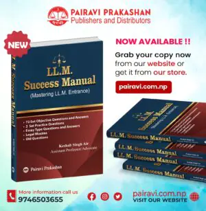 This is designed specifically for students aspiring to pursue an LL.M. degree at the Nepal Law Campus, Kathmandu and Other University as well. It includes 72 set objective questions and answers, 2 set practice questions , essay type questions and answers, legal maxims and old questions.